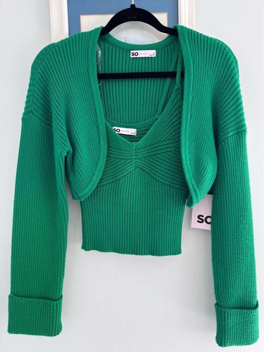 NWT SO Green Knit Sweater & Tank Set